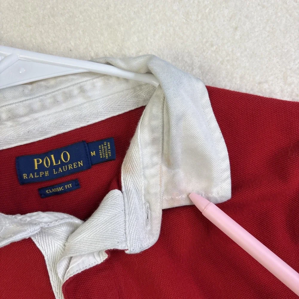 Polo Ralph Lauren Hi Tech Limited Edition Rugby Shirt Size M Spell Out oil spots